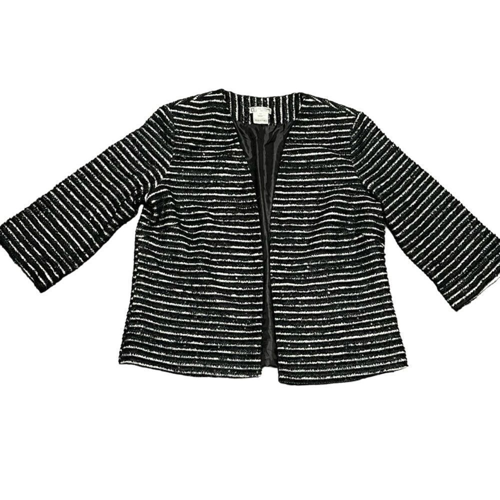 Vintage Grace Chuang New York Black and White Striped Sequin Blazer Size Medium